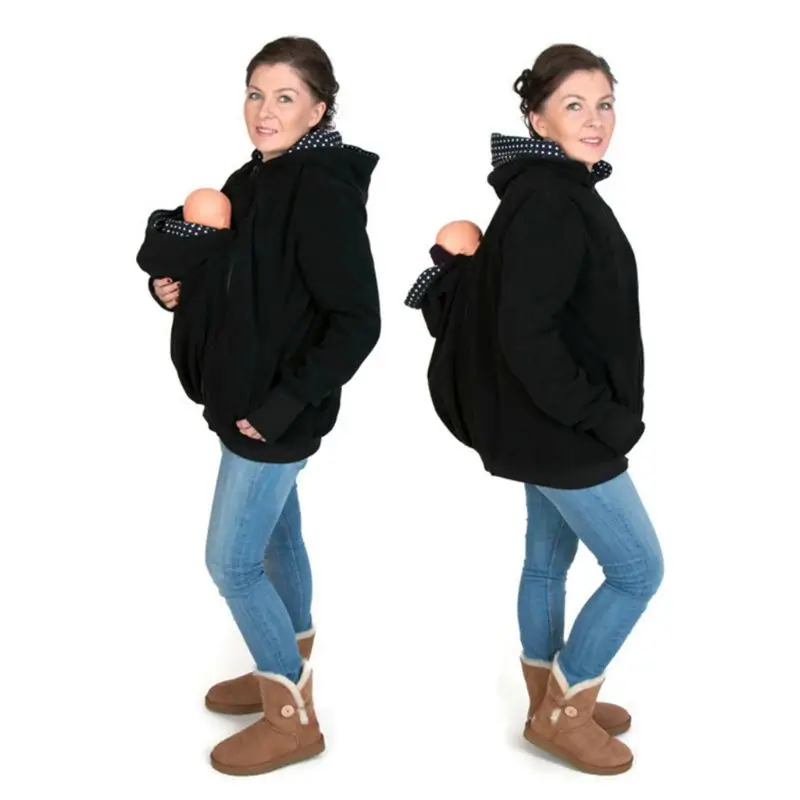  Winter Pregnant Sweatshirt Woman Kangaroo Hoodies with Parent Child Baby Carrier