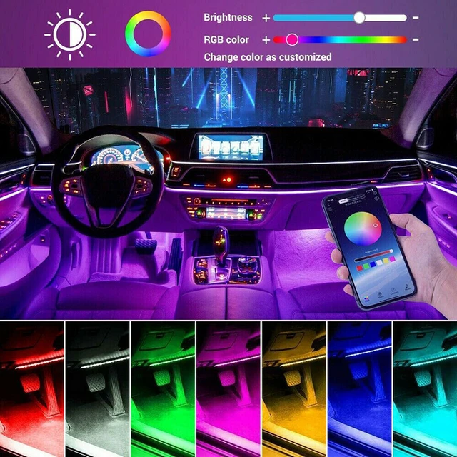 Auto-Innenbeleuchtung, Auto-Interieur-LED-Autolichter, Auto-LED-Lichtstreifen,  48LED Multicolor Auto-Atmosphäre Lichter mit App-Steuerung und  USB-Anschluss