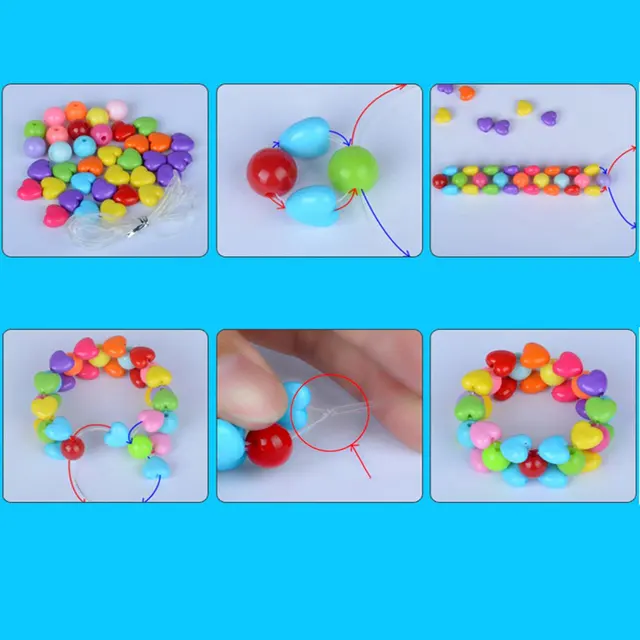 Children Beads Plum Blossom Box Set DIY Handmade Bead Toy Kids Girls DIY Toys String Beads Plum Blossom Box Set Building Kit 3