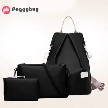 

New 3Pcs/Set Waterproof Nylon Backpack for Women Multi Pocket Travel Backpacks Female School Bag for Teenage Girls Book Mochilas