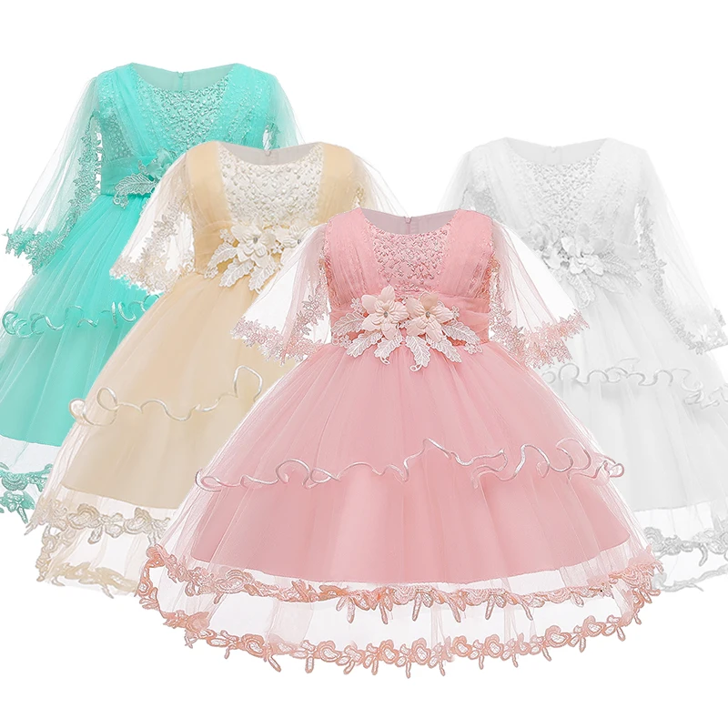 Платье принцессы с цветочным узором для девочек; однотонное платье-пачка для девочек на свадьбу, день рождения, вечеринку; Детский костюм; детская одежда на год