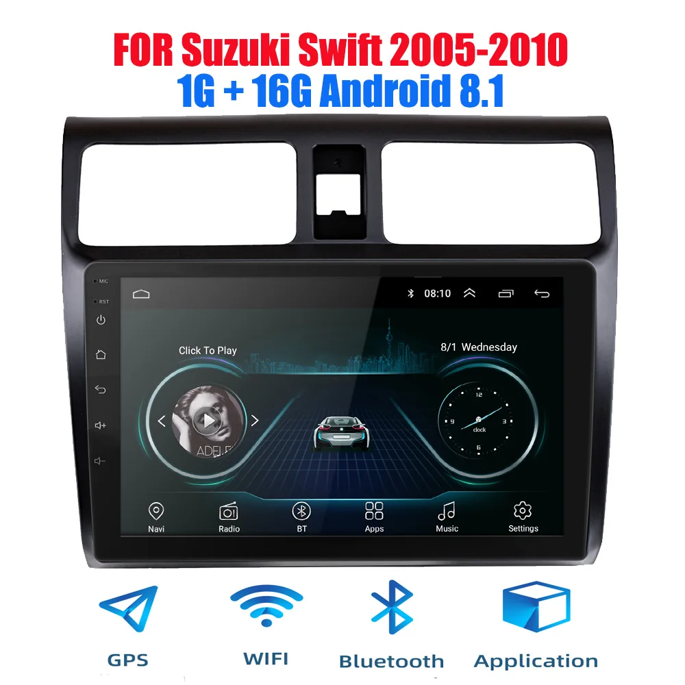 2din Android 9,0 Ouad Core PX6 Автомагнитола стерео для Suzuki Swift 2005-2010 gps Navi Аудио Видео плеер Wifi BT HDMI DAB - Цвет: Android 8(1G)