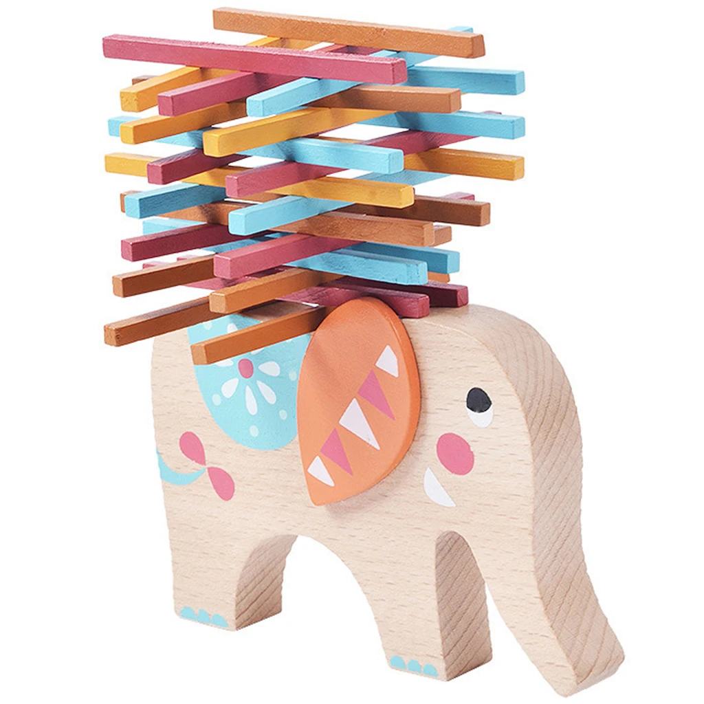 Holz Balance Spiel Stack Up Sticks Montessori Spielzeug für Kinder   Elefant