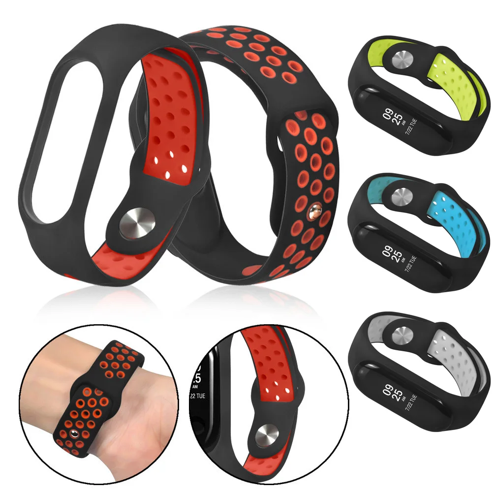 YHNUJM mi Band 3 ремешок на запястье+ usb-кабель для зарядки+ 2 шт Защитная пленка для экрана для Xiaomi mi Band 3 двойной разноцветный браслет