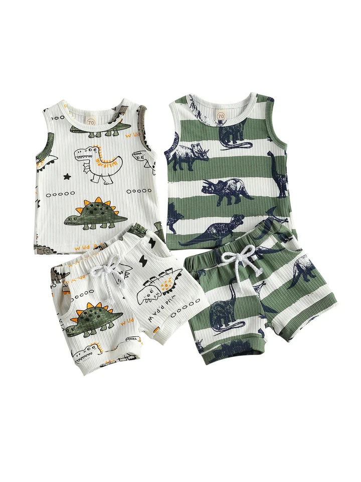 Dinosaur Cartoon Summer Baby Tracksuit Set