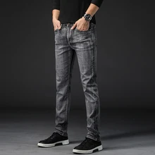 Новые джинсы мужские деловые повседневные Стрейчевые узкие джинсы мужские классические прямые брюки байкерские джинсовые брюки мужские размера плюс 28-40