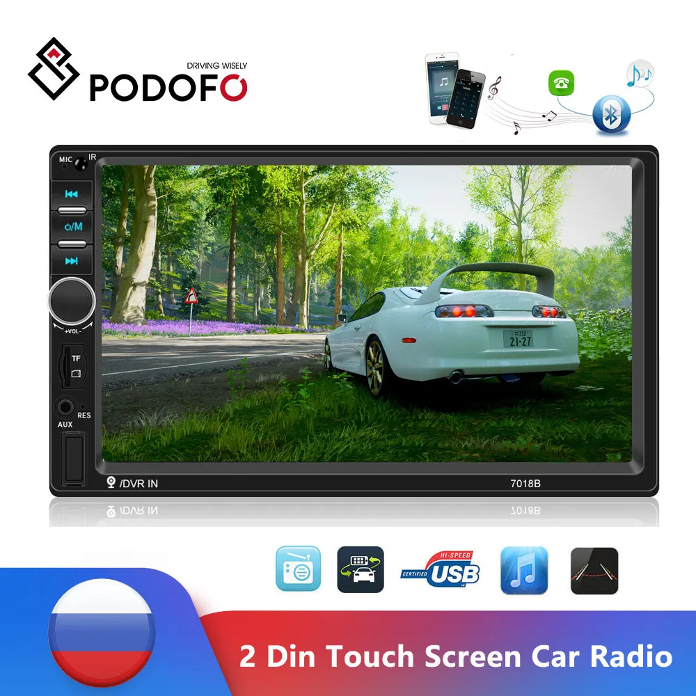 Автомагнитола Podofo 7 &quot 2 Din сенсорный экран мультимедийный плеер Bluetooth MirrorLink FM MP5