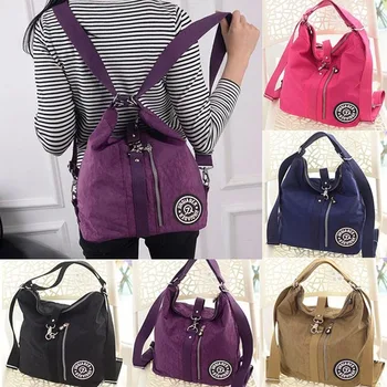 

3 in 1 Women Bags Multifunction Backpack Shoulder Bag Nylon Cloth Tote Reusable Shopping Bag Ladys Travel Bag Crossbody Bag