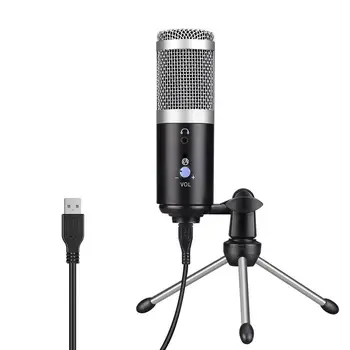 

Computer USB Condenser Microphone With Stand Mikrofon Live broadcast Sound Audio Studio Wired Vocal Recording karaoke Microfon