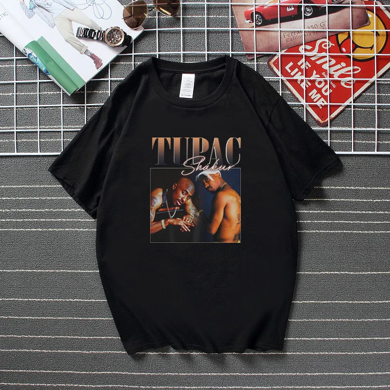 Tupac 2pac Black Tshirt Shakur Hip Hop T Shirts Makaveli Rapper Snoop Dogg Biggie Smalls Eminem J Cole Jay-z Savage Hiphop Rap