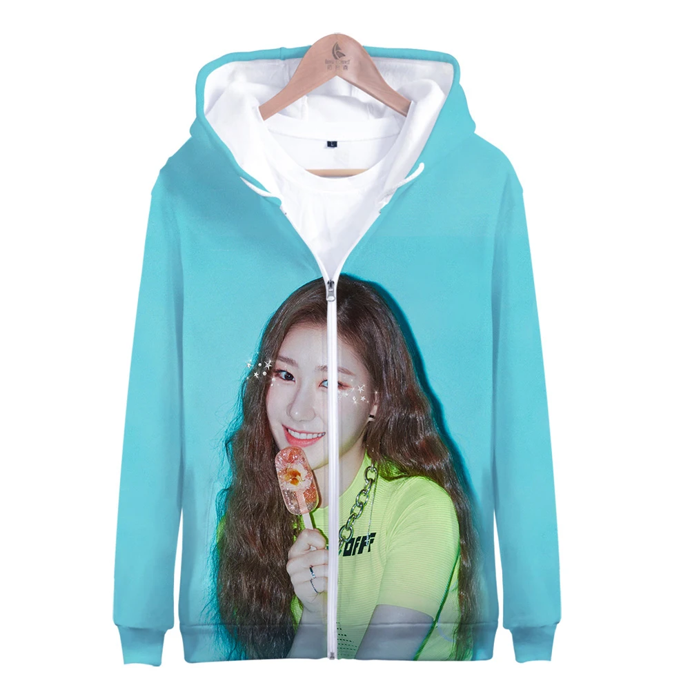 Новинка ITZY YUNA RYUJIN CHAERYEONG LIA YEJI Одежда Пальто Сезон осень-зима Толстовка на молнии с