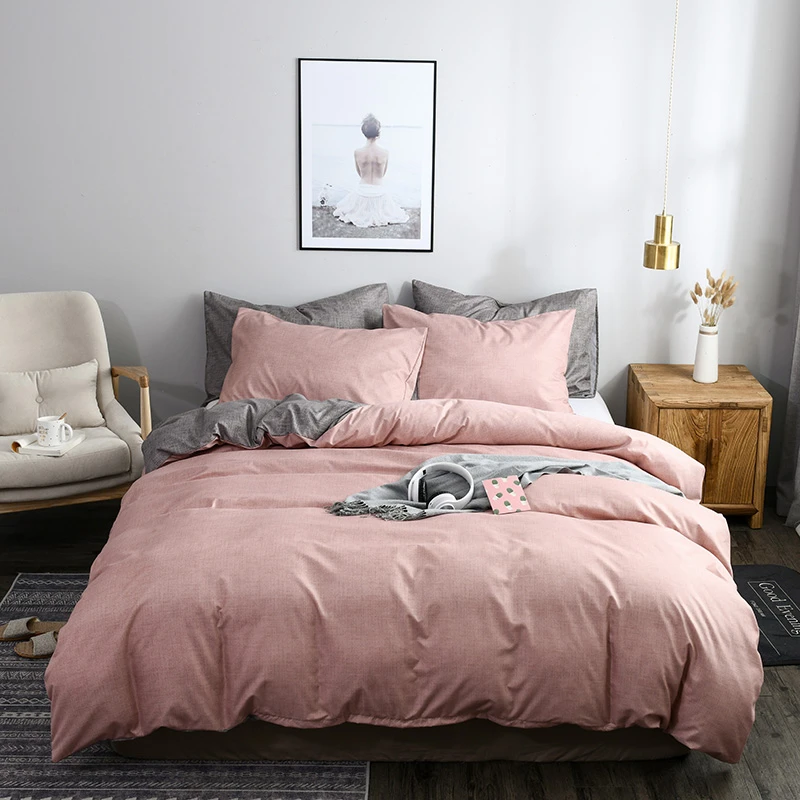 

Fashion Bedding Sets Simple Style AB Side Duvet Cover Set Pillowcases Autumn Winter Comfortable Full King Queen Size Bed Set