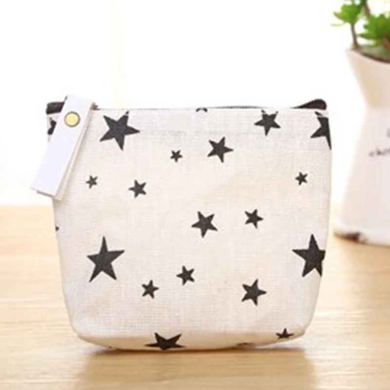 Simple Creative Canvas Coin Purses Dot Small Tree Star Sign Small Change Wallet Canvas Coin Purses Child Gift