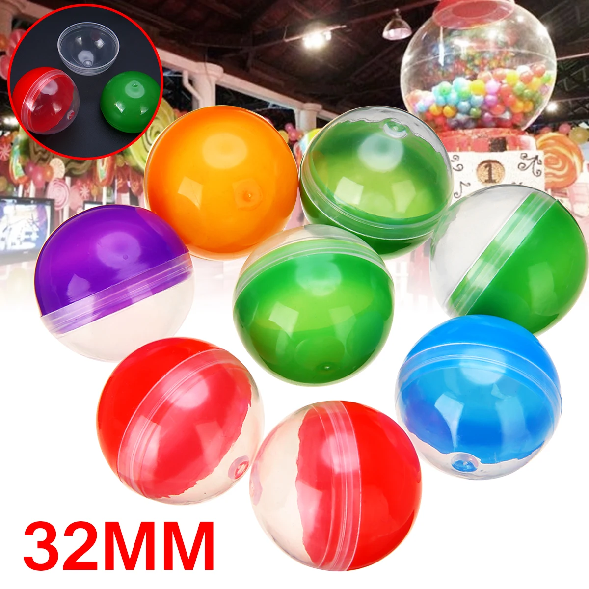 OLOEY 50 шт. разноцветные торговые игрушечные капсулы торговый автомат Пустой Круглый игрушечные капсулы 1,2 дюйма 32 мм диаметр для события вечерние подарки
