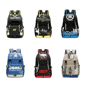 

Japanese Anime Cosplay Bags GINTAMA Attack on Titan Sword Art Online GUNDAM Schoolbags Student Travel Waterproof Backpack