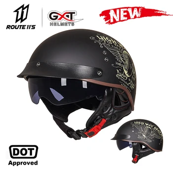 

GXT Retro Motorcycle Helmet Open Face Scooter Men Women Retro Moto Helmet Summer Biker Motorbike Riding Helmet DOT Certification