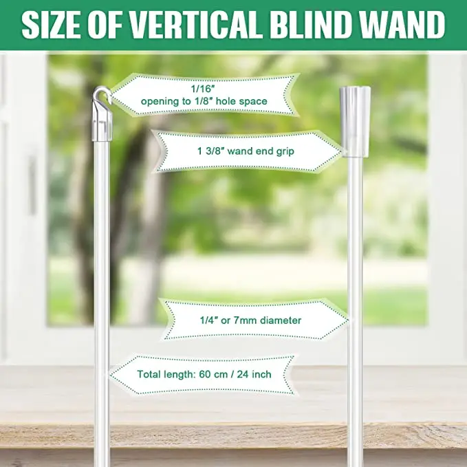 3 Piece Pack 24 Inch Long Clear Blind Tilt Wand Replacement with Hook and Grip 