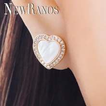 Модные жемчужные серьги-гвоздики в форме сердца с фианитом для женщин, модные ювелирные изделия ESS006