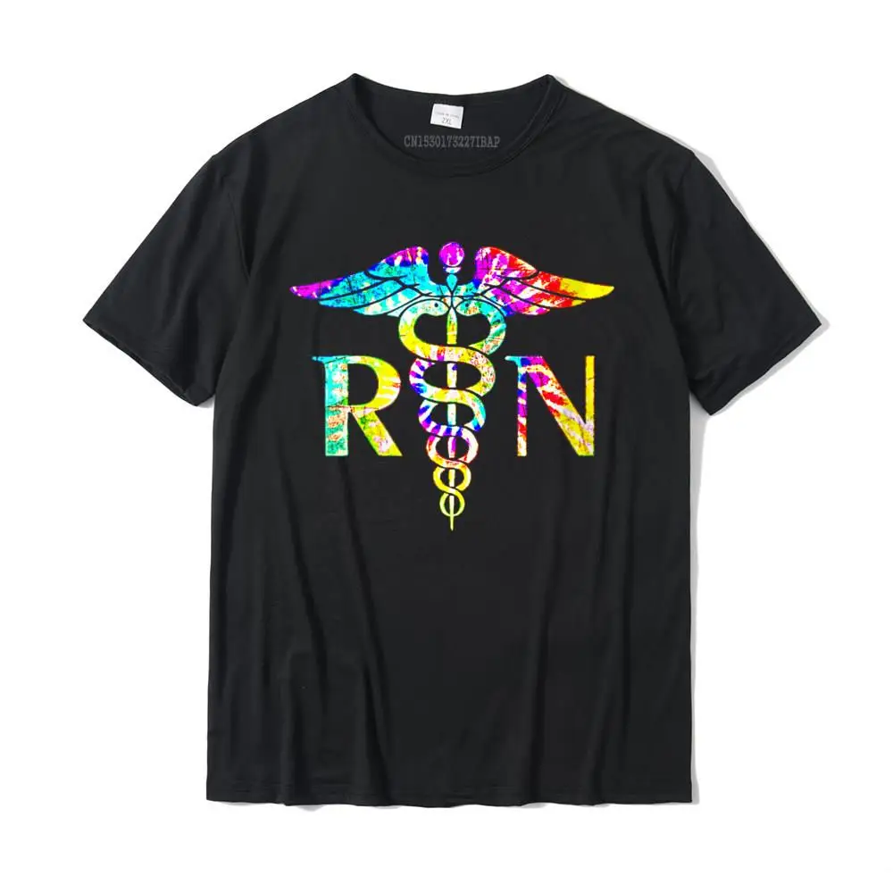 

Womens Lovely RN Registered Nurse Tie Dye Round Neck T-Shirt Cotton Fitness Tight Tops Shirt Mens T Shirt Normal