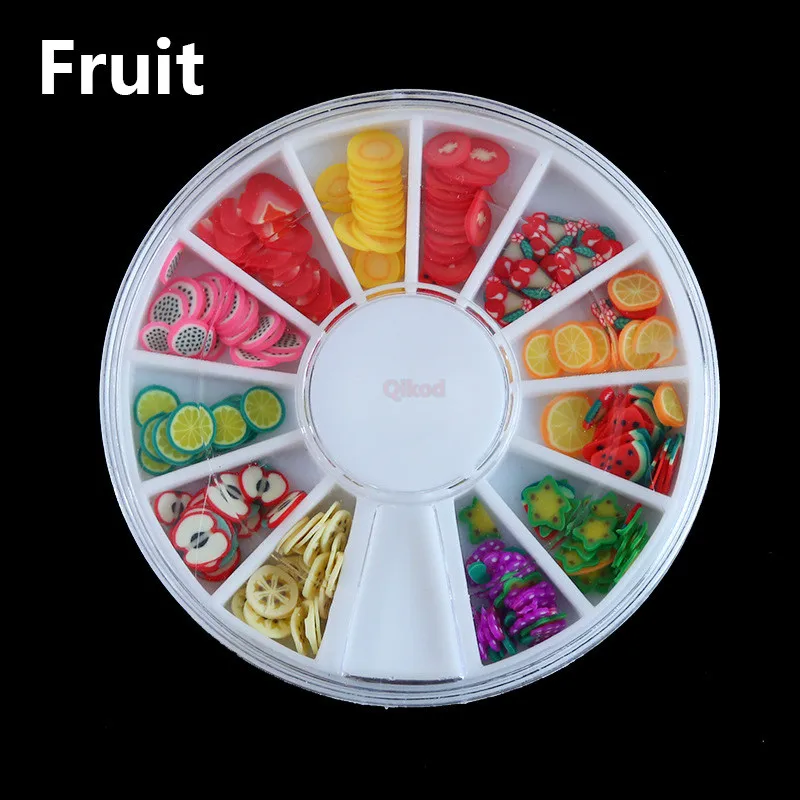 Fruit Slice 12 шт./кор. DIY Фрукты перо Fimo игровое тесто ломтик дополнение для поставки слаймов слайд комплект полимерная прозрачный клейкие аксессуары Шпатлёвки глины нейл-арта - Цвет: Fruit Slice