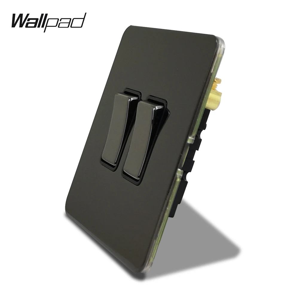 Wallpad H6 черный никель 2 банды 1 способ 2 способ светодиодный Электрический рокер переключатель из нержавеющей стали панель металлическая кнопка