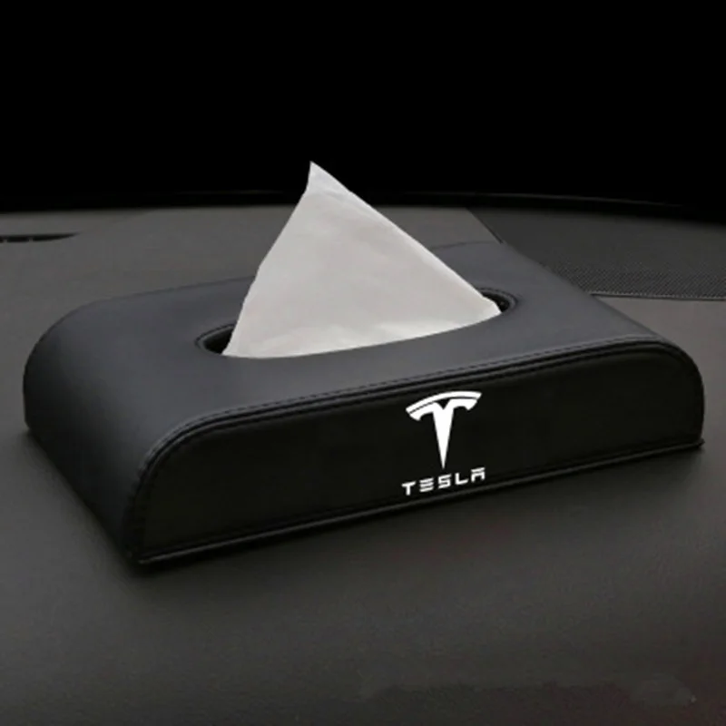 

Leather Car Tissue Box Cover Napkin Paper Storage Box Case Holder for Tesla Model 3 X Model S 75D 85D P90D Auto Accessories