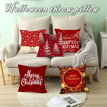 

Christmas Cartoon Letter Printing Cushion Cover Office Sofa Pillowcase Christmas Party Decor Pillows Case Living Room gifts