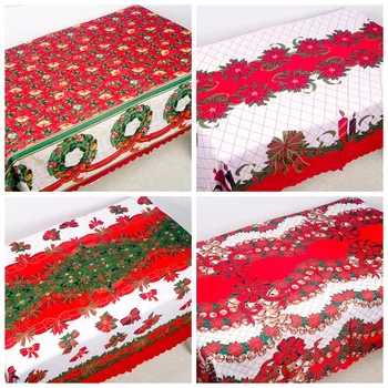 

Poinsettia Christmas Flower Pritned Table Cloth Rectangle Decorative Table Cover Festive Holiday Decorations