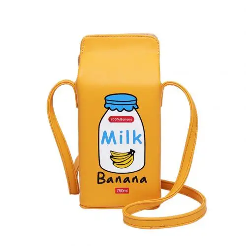 Portable Women Funny Milk Box Shape Shoulder Bag Phone Crossbody Pouch Female Crossbody Bag сумка женская - Цвет: Цвет: желтый