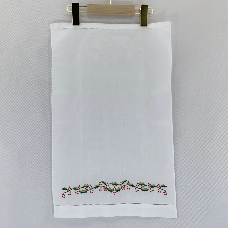 toalha de chá costurada de linho para tecido de pano para toalhas de cozinha banheiro com bordado