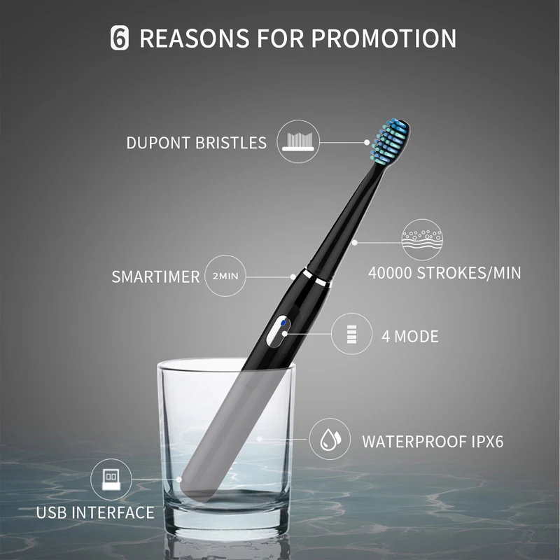 SEAGO Electric Toothbrush Rechargeable buy one get one free Sonic Toothbrush 4 Mode Travel Toothbrush with 3 Brush Head Gift SEAGO Electric Toothbrush Rechargeable buy one get one free Sonic Toothbrush 4 Mode Travel Toothbrush with 3 Brush Head Gift
