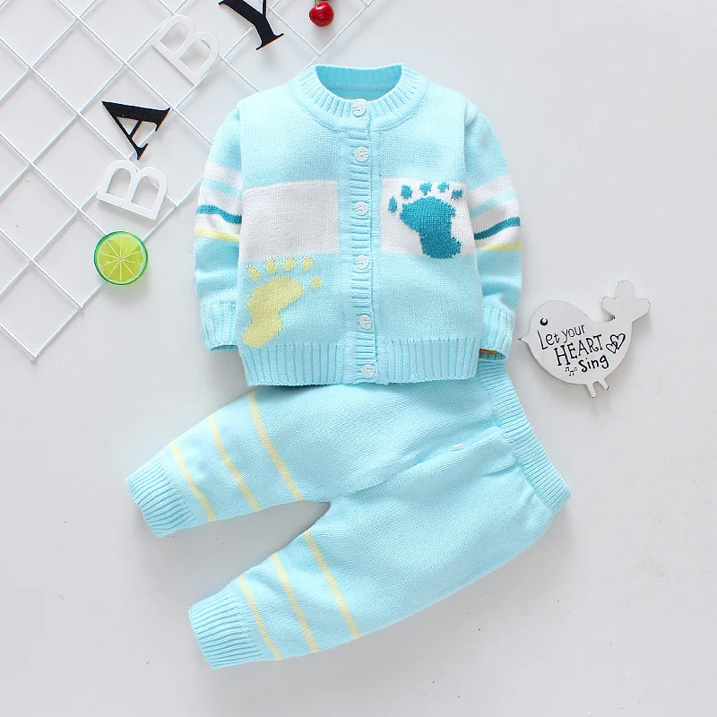 

Baby Sweater Suit Spring And Autumn Small Children's Cotton Knitwear Girl's Knitted Cardigan Hand-woven Childrenswear Boy's Coat
