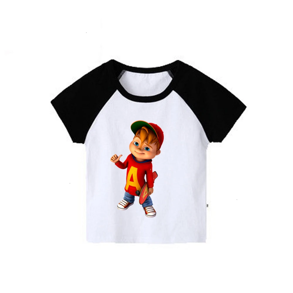 От 2 до 12 лет футболка для мальчиков и девочек с принтом «Элвин и чипмукс» смешного цвета детские топы с круглым вырезом, Детская футболка с рисунком одежда для малышей