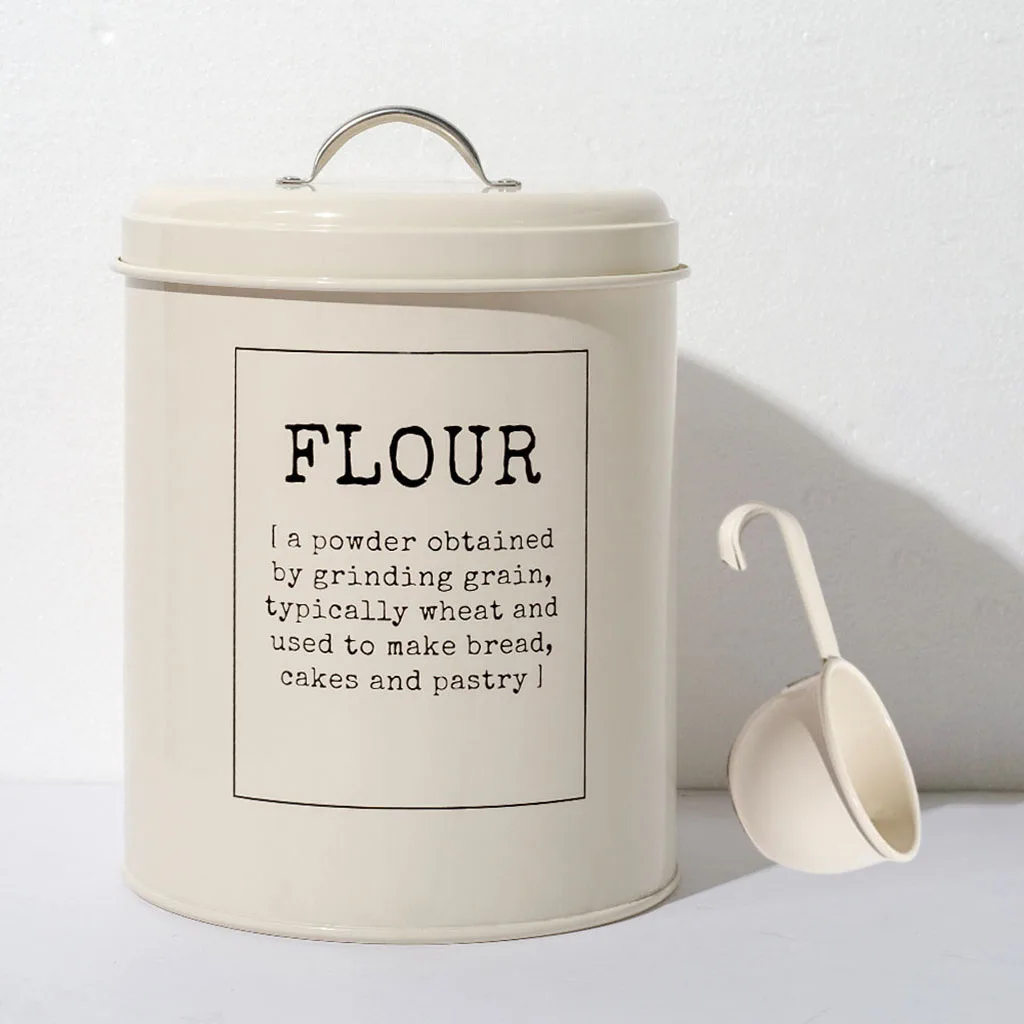 Metal Kitchen Food Rice Flour Storage Tin Jar 5L Farmhouse Container