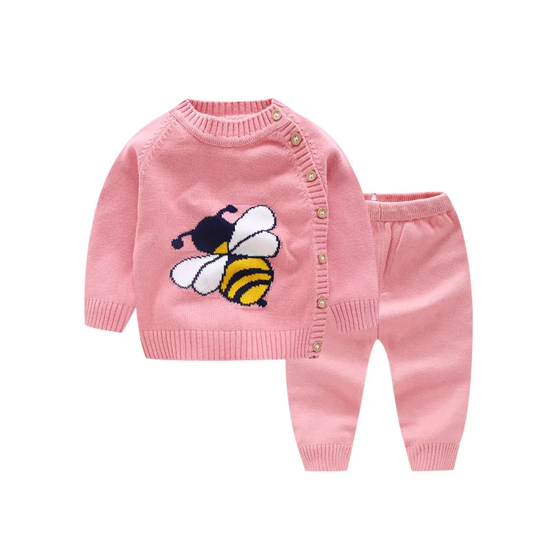 H1317-Pink Новинка; сезон осень-зима; вязаная одежда для малышей; комплект из 2 предметов; свитера для малышей; комплекты одежды; милые вязаные комплекты для малышей с героями мультфильмов; Z609 - Цвет: H1317-Pink