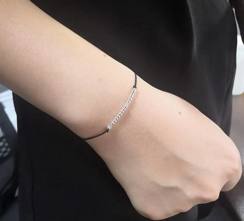 Sister Morse Code Bracelet Stainless steel Beads on Silk Cord, Always My Sister, Forever My Friend -Perfect Sister Birthday idea