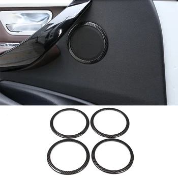 

Car Accessories 4pcs Carbon Fiber Style ABS Car Door Speakers Decorator Ring Cover Trim For BMW 3 Series GT F30 F34 2013-2018
