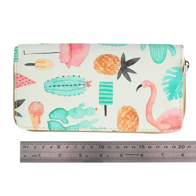 Fashion Woman Wallet Fruit Yellow Animal Pattern Long Wallets White Pink Color Money Bags Cute Pocket Practical Purse