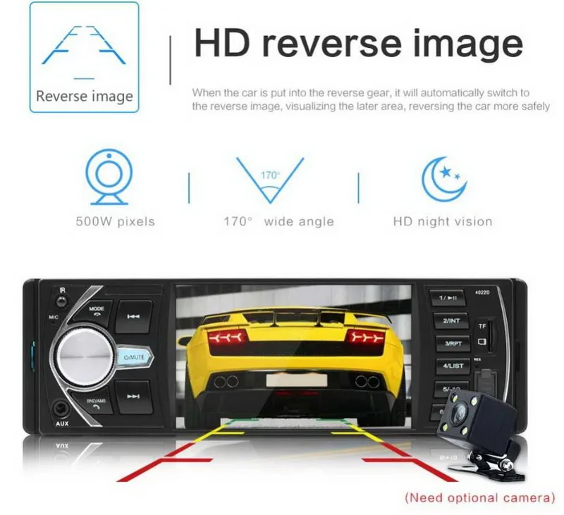 1 din FM Car Radio 4.1 inch Bluetooth Stereo TF MP3 Player AUX USB Autoradio radio mirror link auto tapes DVR input 12V