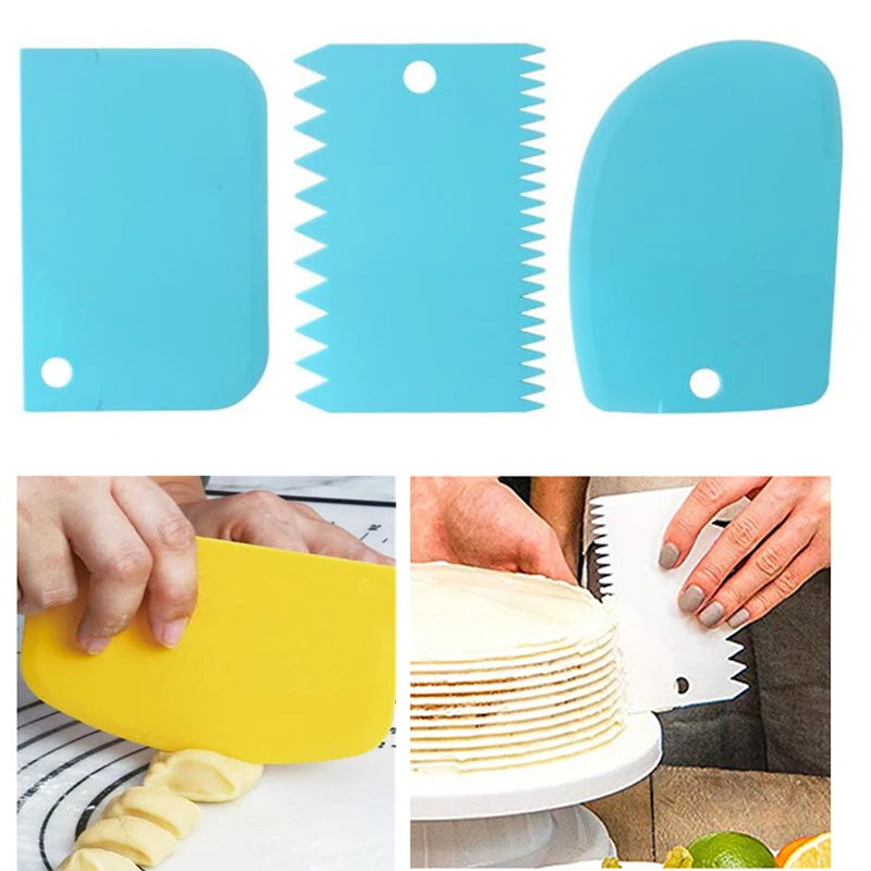 3 Pcs/set Plastic Dough Bench Scraper Cake Cutter, Chopper, Smoother Icing  Fondant Cake Decorating Pastry