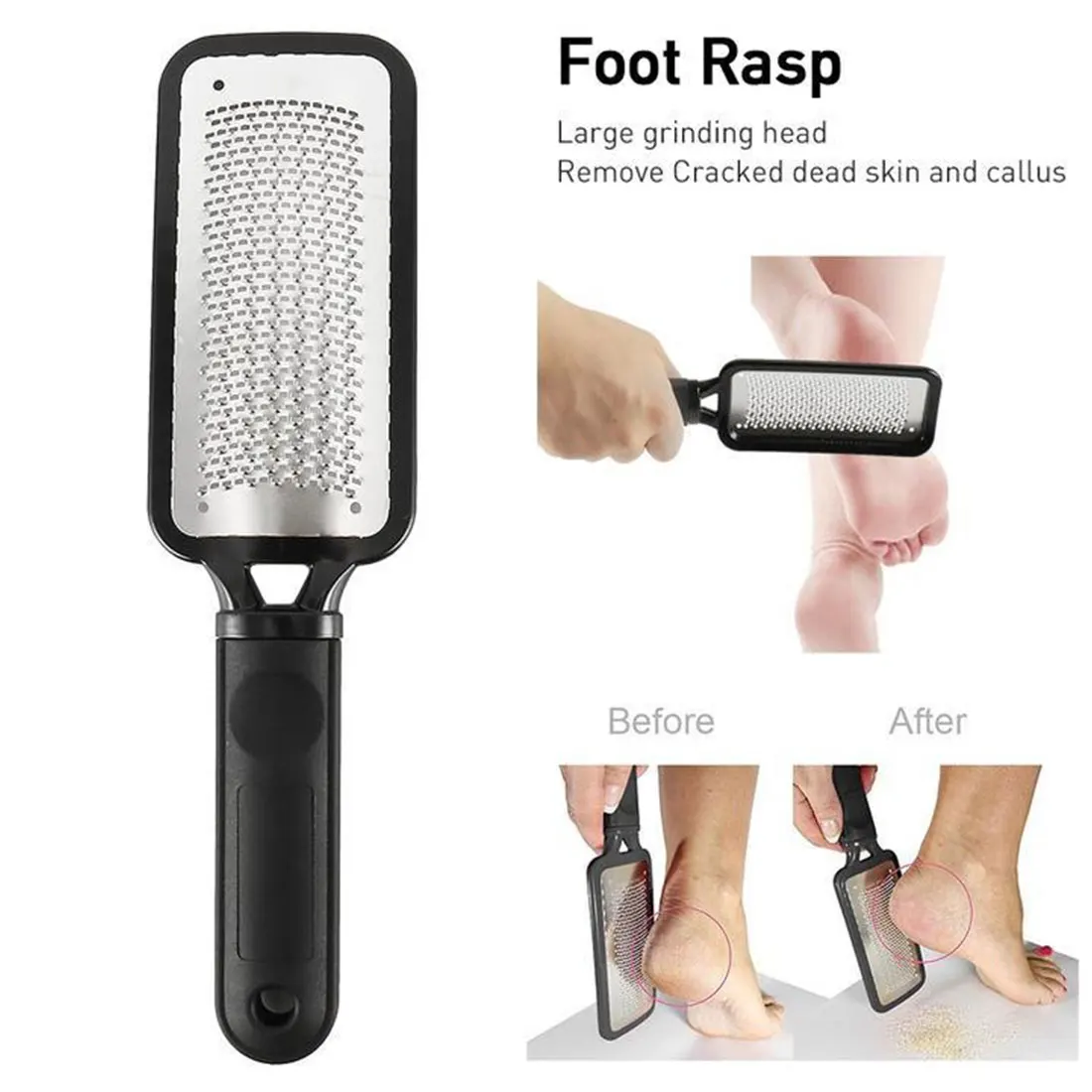 

Pedicure Feet Care Stainless Metal Handle And Double-Sided Foot File Fine Grit Sanding Cloth Foot Rasp And Files Refill