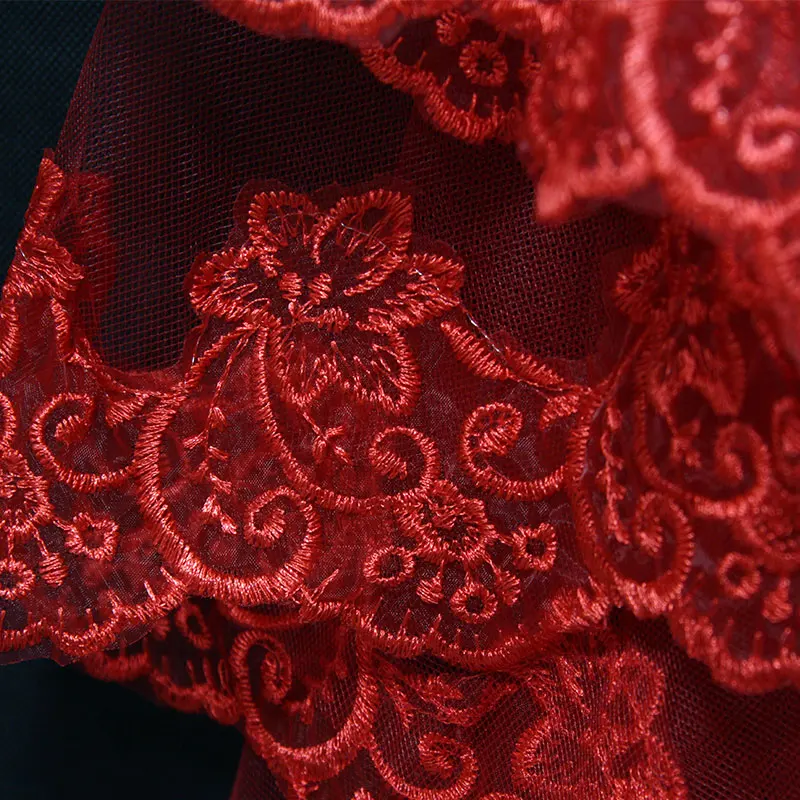 Marriage 3M One Layer Lace Edge Red White Ivory Catherdal Wedding Veil Long Bridal Cheap Accessories Veu de Noiva bridal veil,catholic church veil