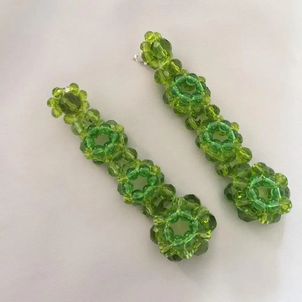 Günstige 2019 klassische lange harz perlen ohrring kristall blume ohrringe für frauen