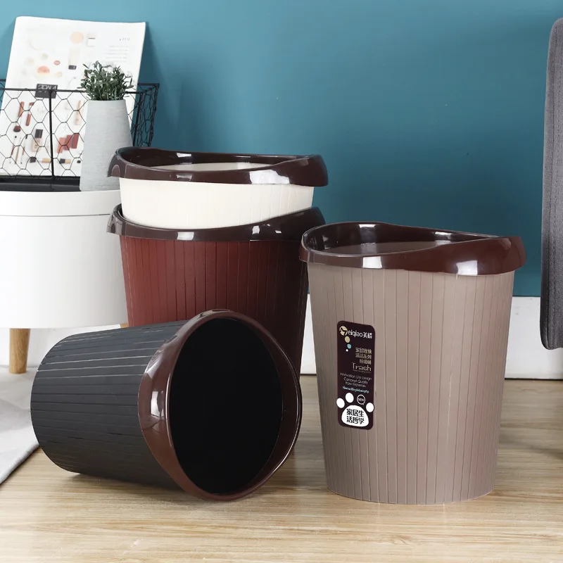 

Plastic Household Garbage Can Simple Pressure Ring without Cover Hotel round Barrel Kitchen Living Room Compartmental No Deforma