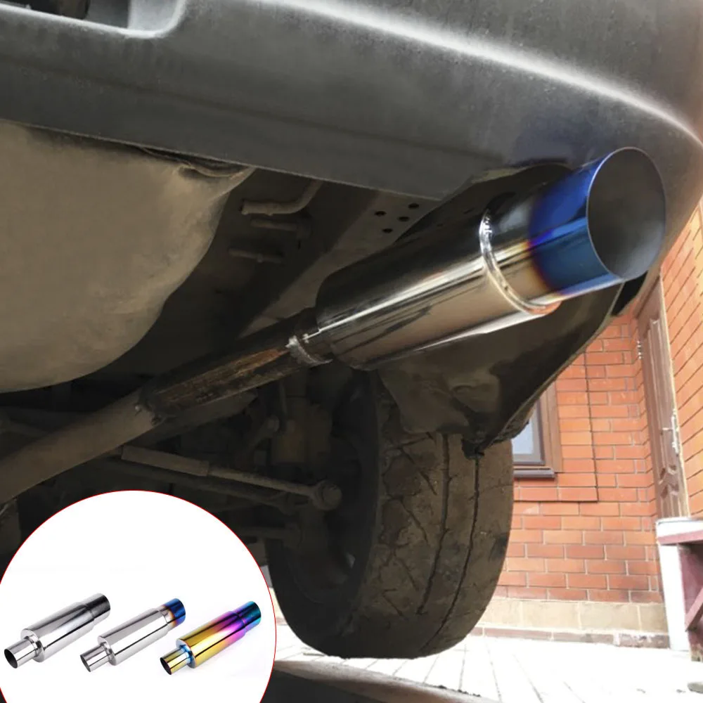 Hi Power Universal 304 Stainless Steel Exhaust Pipe Racing Muffler Exhaust Turbo Car Pipe RS-CR1002-NM motorcycle exhaust muffler