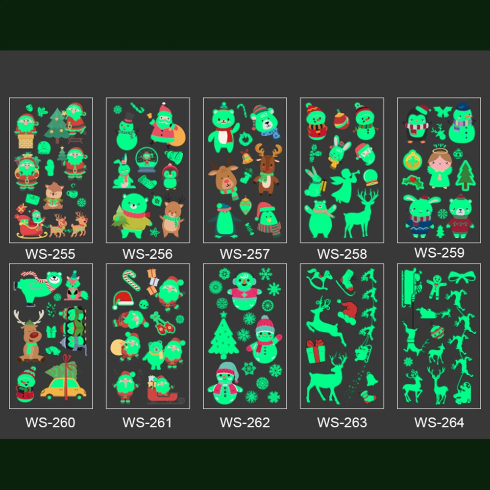1 лист светящаяся детская Временная тату-наклейка поддельная Рождественская вспышка Водонепроницаемая модная маленькая боди-арт для детей
