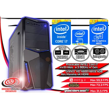 

Computer Gamer job Intel Core i7 4 ° Gen 3.90Ghz Max x 8 x Strand 8 hard GB Ram 120 hard GB SSD + 2TB HDD graphic art HD 4600 Wifi + WIN 10