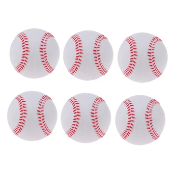 

6x Soft PU Training Exercise Practice Baseball Safety Toy Bouncy Ball White