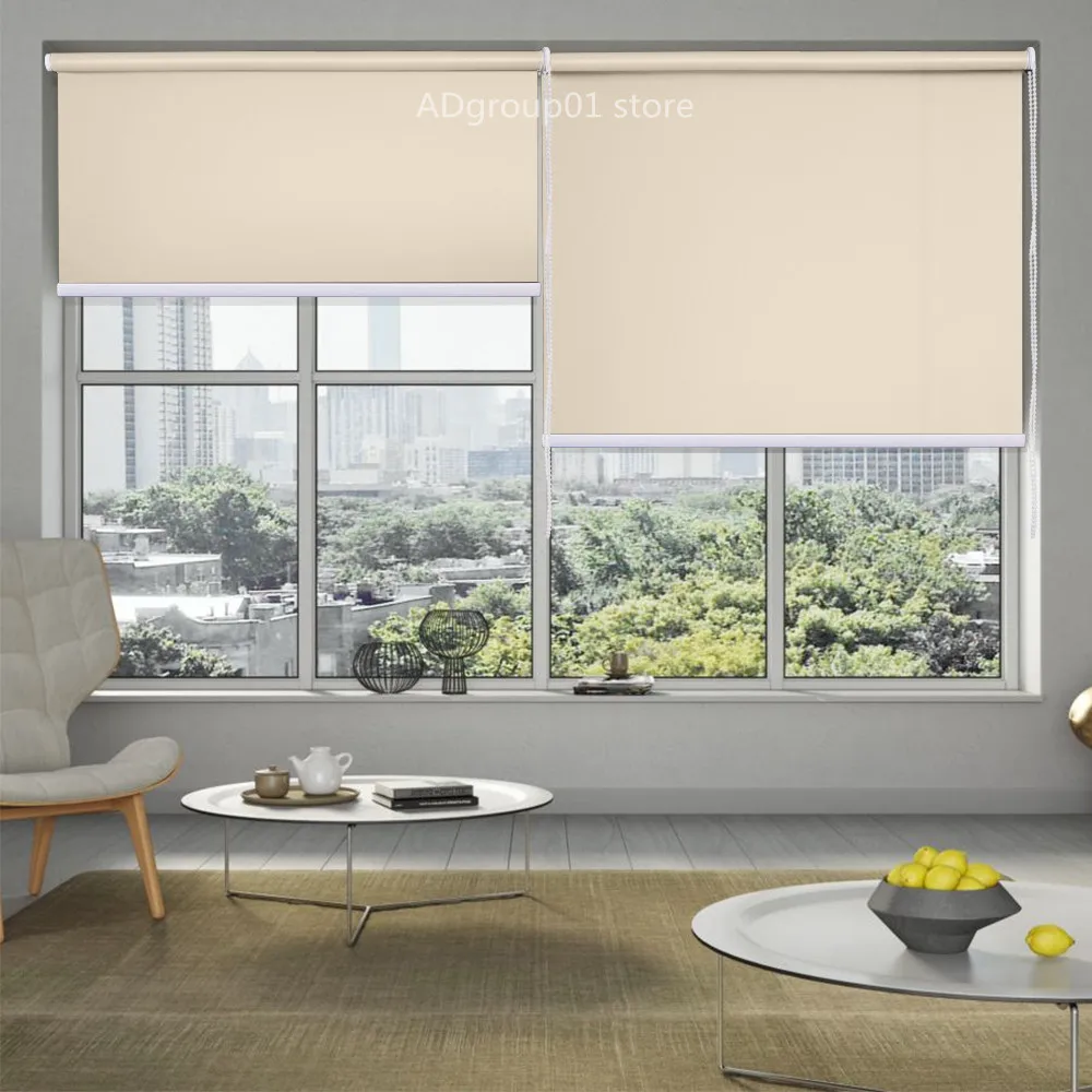 100% Blackout Waterproof Window Roller Shades Thermal Insulated UV Protection Shade Blind for Bedroom Living Room Bathroom The Office 1
