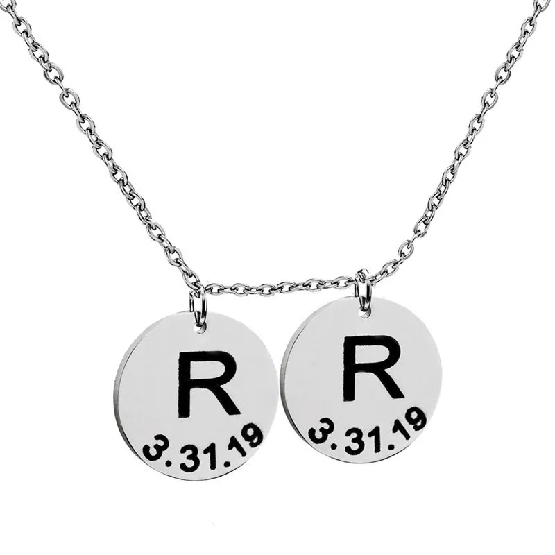 Personalized Initial Necklace Stainless Steel gCustom Date Disc Pendant Women Dainty Jewelry Valentines Gifts | Украшения и